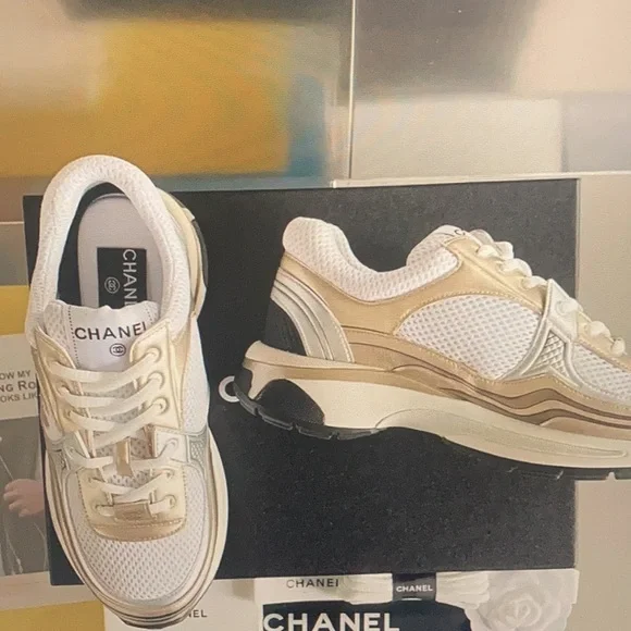 Chanel Gold and Silver Sneakers - Picture 2 of 8